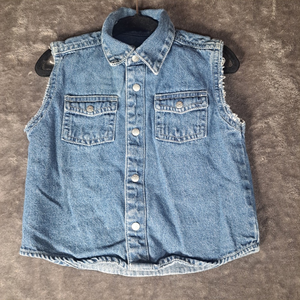 The Childrens Place Baby Denim Vest Blue 6-9 Months Retro Western‎ Biker